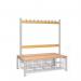 Double Sided Island Seating. 1200 mm Length,18 Hooks. 16 Mesh Shoe Baskets, Grey Frame 404133