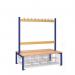 Double Sided Island Seating. 1200 mm Length,18 Hooks. 16 Mesh Shoe Baskets, Dark Blue Frame 404134