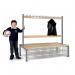 Double Sided Island Seating. 1500 mm Length,24 Hooks. 20 Mesh Shoe Baskets, Grey Frame 404136