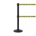 Retractable twin belt barrier with printed message 404172