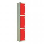 Laminate Door Lockers Red Door- Wet Area 1800.300.300 - 3 Compartment 404405