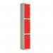 Laminate Door Lockers Red Door- Wet Area 1800.300.300 - 3 Compartment 404405