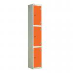 Laminate Door Lockers Orange Door- Wet Area 1800.300.300 - 3 Compartment 404408