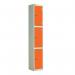 Laminate Door Lockers Orange Door- Wet Area 1800.300.300 - 3 Compartment 404408