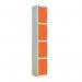 Laminate Door Lockers Orange Door- Wet Area 1800.300.300 - 4 Compartment 404418