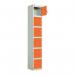 Laminate Door Lockers Orange Door- Wet Area 1800.300.300 - 6 Compartment 404428