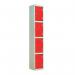 Laminate Door Lockers Red Door- Wet Area 1800.300.450 - 4 Compartment 404465