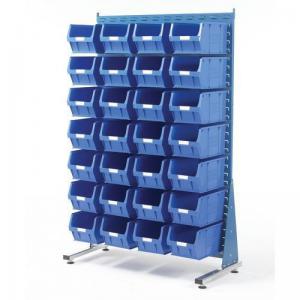 Single-sided louvre panel racks, with 60 blue bins 405142