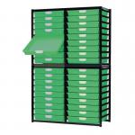 Premium static tray storage racks, with 36 green A3 size trays 405876