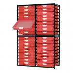 Premium static tray storage racks, with 36 red A3 size trays 405877