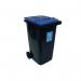 Recycling wheelie bins with grey body and choice of 4 coloured lids 406834