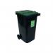 Recycling wheelie bins with grey body and choice of 4 coloured lids 406836