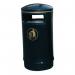 Outdoor hooded top Victorian style bin with stainless steel stubber plate 407465