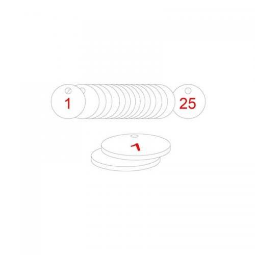 33 mm Dia. Traffolitetags - Red White (1 to 25) 407708