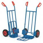 Fetra steel sack trucks with fixed and folding toe plates 408643