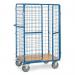 A photograph of slingsby Trolleys Lockable parcel trolleys 408672 shows a row of sturdy metal trolleys with large wheels and lockable compartments. The trolleys have a sleek design and are perfect for transporting packages or items securely.