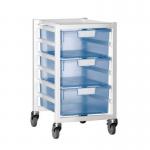 Premium white racks with transparent trays - Low level A4 mobile racks 410490