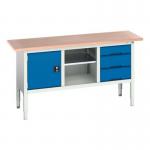 Verso Static Storage Bench 1750 Mmlong with 3 Drawers, 1 Cupboard & Open Section 411433