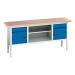 Verso Static Storage Bench 2000 Mmlong with 2 Drawers, 2 Cupboards & Open Section 411436