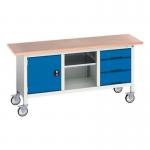 Verso Mobile Storage Bench 1750 mm Longwith 3 Drawers, 1 Cupboard & Open Section 411437