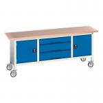 Verso Mobile Storage Bench 2000 mm Longwith 3 Drawers & 2 Cupboards 411441