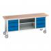 Verso Mobile Storage Bench 2000 mm Longwith 6 Drawers & Open Section 411444