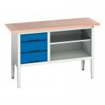 Verso Static Storage Bench 1500 mm Long with 3 Drawers & Open Section 411456