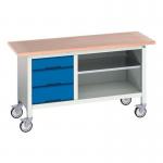 Verso Mobile Storage Bench 1500 mm Longwith 3 Drawers & Open Section 411462
