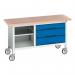 Verso Mobile Storage Bench 1500 mm Longwith 3 Wide Drawers & Open Section 411463