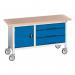 Verso Mobile Storage Bench 1500 mm Long with 3 Wide Drawers & Cupboard 411464