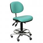 High Fully Ergonomic Industrialupholstered Chair, Vinyl Sea Green 412705