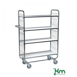 Konga order picking trolleys with adjustable shelves and mesh ends