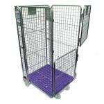 Nestable A frame roll containers with mesh panels - purple plastic base 413114