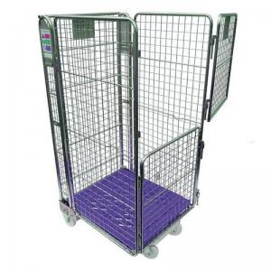 Nestable A frame roll containers with mesh panels - purple plastic