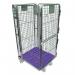 Nestable A frame roll containers with mesh panels - purple plastic base 413114