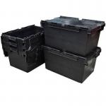 Recycled 80 litre attached lid containers - Black base and lid 413533