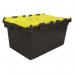 Recycled 80 litre attached lid containers - black base / yellow lid 413535