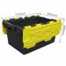 Recycled 80 litre attached lid containers - black base / yellow lid 413535