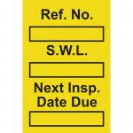 Safe Working Load Minitag Insert - Yellow (pack of 20) 413888