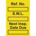 Safe Working Load Minitag Insert - Yellow (pack of 20) 413888