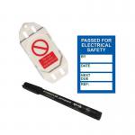 Pat Testing Mini Tag Insert Kit- Blue (20 Assettag Holders, 40 Inserts, 1 Pen) 413891