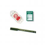 Pat Testing Mini Tag Insert Kit- Green (20 Assettag Holders, 40 Inserts, 1 Pen) 413893