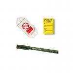 Pat Testing Mini Tag Insert Kit- Yellow (20 Assettag Holders, 40 Inserts, 1 Pen) 413897
