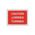 1050 X 750 mm Temporary Sign& Frame - Caution Lorries Turning 414685