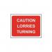 1050 X 750 mm Temporary Sign& Frame - Caution Lorries Turning 414685