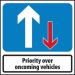 600 X 600 mm Temporary Sign& Frame - Priority to Oncoming Vehicles 414700