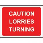 600 X 450 mm Temporarysign - Caution Lorries Turning 414720