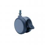 Furniture Castor, 65 mm Dia., Thermplastic Rubbertyre Braked (10 X 1510 Threaded Stem) 414868