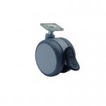 Furniture Castor, 75 mm Dia., Thermplastic Rubbertyre Braked (38 X 3810 Plate Fitting) 414874