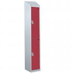 Steel Splash Locker with Slopingtop 1800.300.450 - 2 Compartments - Red Doors 414975